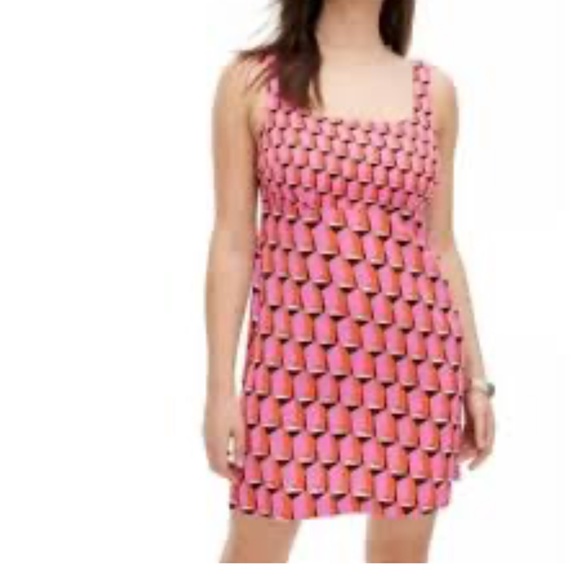 Diane Von Furstenberg X Target Dress Mini Retro Geo Print Pink Orange Black Sz 6 - Picture 2 of 15